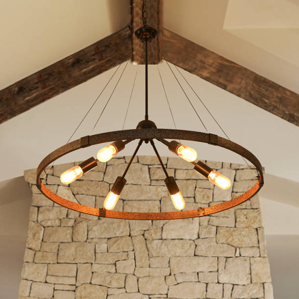 Gracie Oaks Ilimotama Light Dimmable Led Wagon Wheel Chandelier